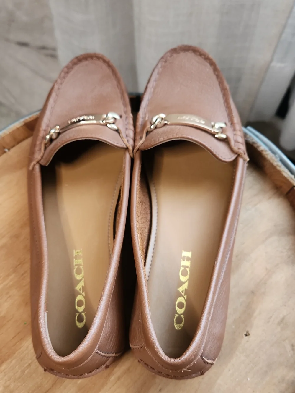 Coach Driving Loafers Pebbled Coral Leather Size 6.5B